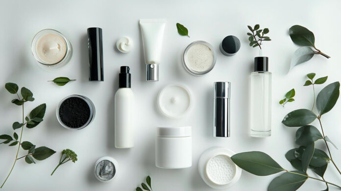 skincare products flat lay minimal